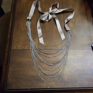 Loft silver gray ribbon necklace